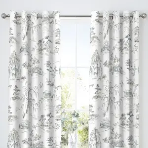 Eastern Garden Blackout Pair of Eyelet Curtains