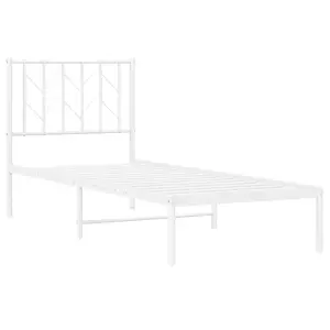 Berkfield Metal Bed Frame without Mattress with Headboard White 75x190cm