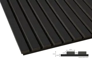 Fuse Acoustic Wooden Wall Panel in Black Oak, 2.4m x 0.6m