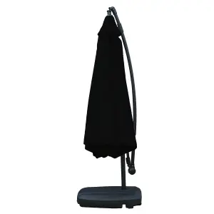 KCT Garden Parasol 3m Large Black Cantilever with Base