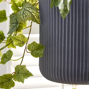 Large Blue Rippled Finish Hanging Pots Planter Indoor Outdoor Garden Houseplant Flower Plant Pot