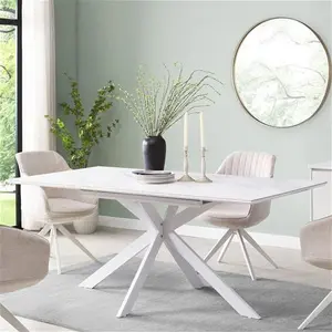 Varden White Ceramic Extending Dining Table 8-10 Seater Modern - Daals - Dining Tables