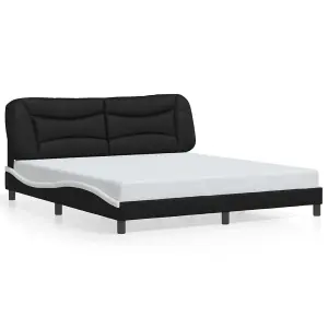 Berkfield Bed Frame with LED without Mattress Black and White 180x200 cm Super King