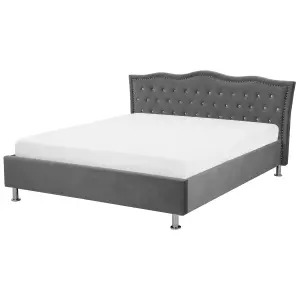 Velvet EU King Size Ottoman Bed Dark Grey METZ