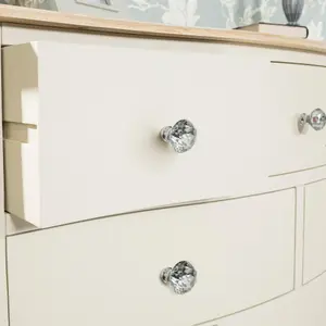 Juliette Champagne Shabby Chic 6 Drawer Chest with Crystal Handles