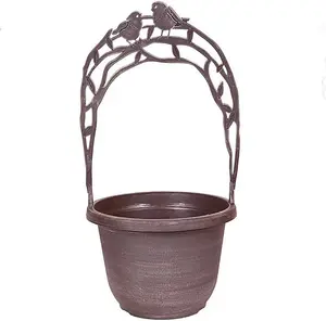 Weathered Metallic Effect Bird Planter with Removable Trellis