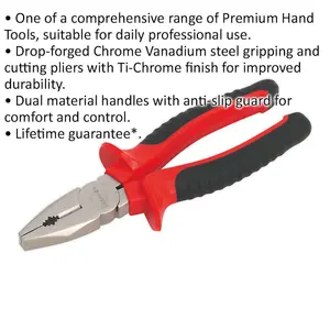 205mm Combination Pliers - Drop Forged Steel - 25mm Jaw Capacity - Comfort Grip