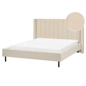 Boucle EU King Size Bed Beige VILLETTE