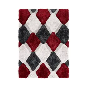 Origins 3D Geo Shaggy Rug Red 160 X 230