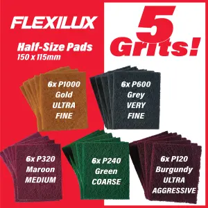 Flexilux Abrasive Pads - Sanding Pad Finishing Assortment - 30 Pack