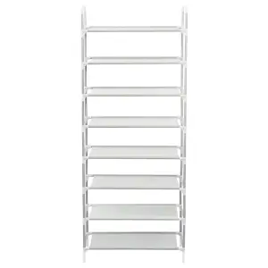 Shoe Rack with 8 Shelves Metal and Non-woven Fabric Silver