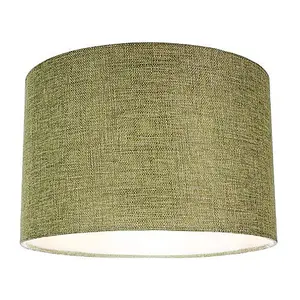 Contemporary and Sleek Olive Sage Plain Linen Fabric Drum Lamp Shade 60w Maximum