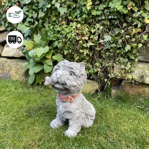 Small Westie Terrier chewing bone Stone Ornament