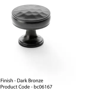 Round Hammered Door Knob - Dark Bronze 32mm Diameter Cupboard Pull Handle