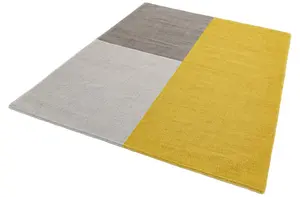 Mustard Geometric Handmade Luxurious Modern Wool Rug Easy to clean Living Room and Bedroom-120cm X 170cm