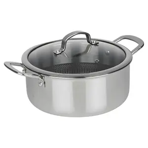 Hextec 20cm Diameter Non Stick Stainless Steel Induction Casserole Pot Kitchen Cookware