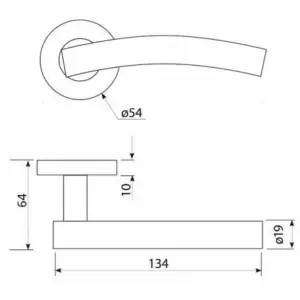 Arched Lever Door Handle on Rose SATIN Tubular Latch Hinges Set