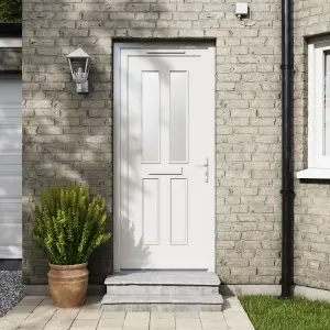 Fortia Chesil Frosted Glazed White LH External Front Door set, (H)2085mm (W)840mm