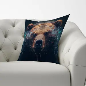 Brown Bear Face Splashart Cushions 60cm x 60cm