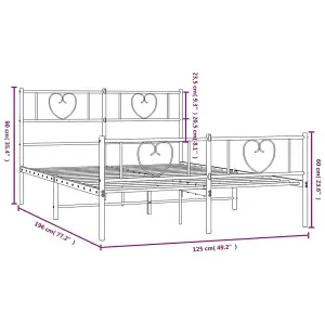 Berkfield Metal Bed Frame with Headboard and Footboard White 120x190 cm 4FT Small Double