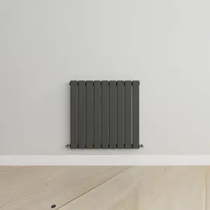 Horizontal Anthracite Single Flat Panel Radiator (H) 600 mm x (W) 612 mm, 1982 BTU.