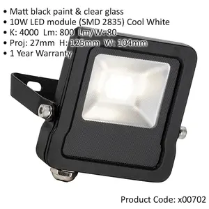 4 PACK Outdoor IP65 LED Floodlight - 10W Cool White LED - Angled Wall Bracket