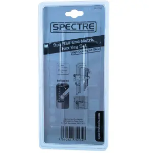 Spectre Ball End S2 Steel Hex Allen Key Set S2 Metric 1.5mm to 10mm 9 Piece