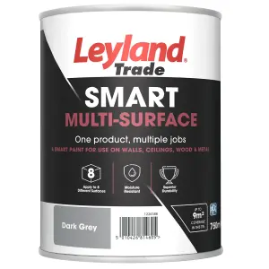 Leyland Trade Smart Dark Grey Mid sheen Multi-room Multi-surface paint, 750ml