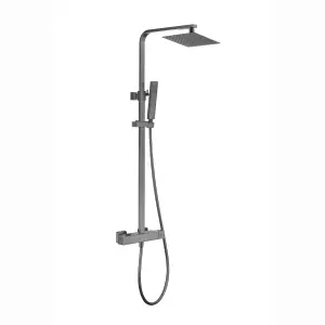 ENKI Enzo Gunmetal Grey Sqaure 2-Outlet Thermostatic Shower Head & Handheld Ultra Slim 200mm