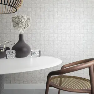 Galerie Eden Collection Dark GreyTextured Tile Effect Wallpaper Roll