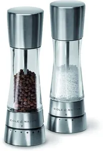 Cole & Mason Derwent Salt And Pepper Mills, Adjustable Grind Settings, Gourmet Precision+, Stainless Steel/Acrylic, 190 Mm, Gift Set, Includes 2 X