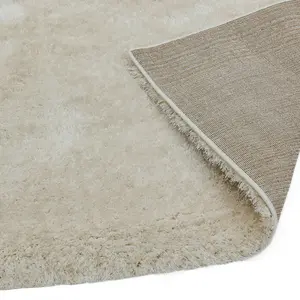 Beige Plain Luxurious Modern Shaggy Easy to clean Rug for Bed Room Living Room and Dining Room-160cm X 230cm