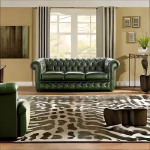 Chesterfield 3 Seater Antique Green Leather Sofa Bespoke In Classic Style