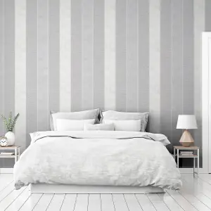 Calico Stripe Texture Wallpaper Grey Arthouse 921300