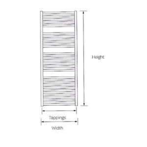 1200mm (H) x 600mm (W) - Horizontal Bathroom Towel Radiator (Fulham) - (1.2m x 0.6m)