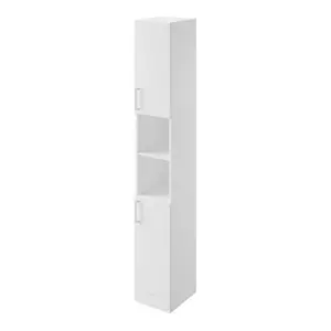 Veleka Gloss White Single Freestanding Bathroom Cabinet (H)180cm (W)27.5cm