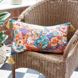 Wylder Traloa Floral Tasselled Feather Rich Cushion