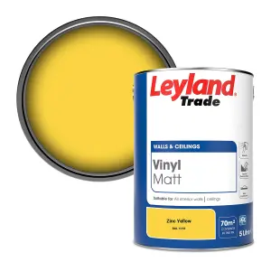 Leyland Trade Vinyl Matt Walls & Ceilings Emulsion Paint Zinc Yellow (RAL 1018) 5L