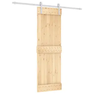 Berkfield Sliding Door with Hardware Set 70x210 cm Solid Wood Pine