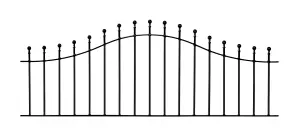 MANA Metal Ball Top Arched Garden Railing Panel 1830mm (6ft) GAP x 625mm High MAZP04