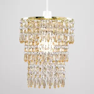 ValueLights Modern Decorative Gold And Champagne Jewel Acrylic Bead Ceiling Pendant Light Shade