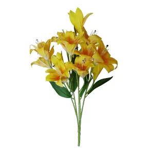 12 x 60cm Artificial Lily Stem Yellow (144 Flowers)