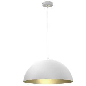 Milagro Beta Hand Made Designer Pendant Lamp 45cm 1xE27 In Matt White With Gold Interior