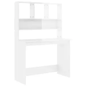 Berkfield Desk with Shelves High Gloss White 102x45x148 cm Engineered Wood