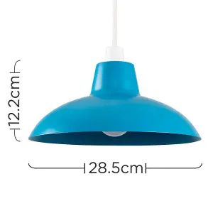 ValueLights Civic Pair of Blue Metal Easy Fit Living Room Bedroom Ceiling Pendant Light Shades