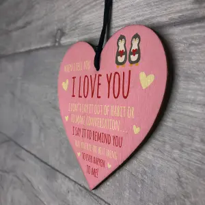 Red Ocean Valentines Day Gift For Him Her WHEN I TELL YOU I LOVE YOU Gift For Anniversary Present Wood Heart Keepsake