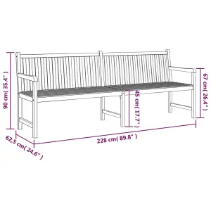 Berkfield Garden Bench 228 cm Solid Teak Wood