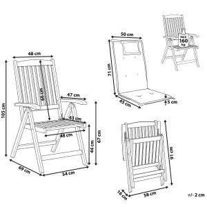 Set of 2 Garden Chairs with Cushions JAVA Acacia Wood Blue