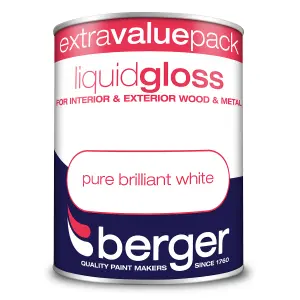 Berger Liquid Gloss Paint Pure Brilliant White - 1.25L