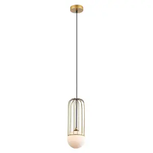 Luminosa Modern Hanging Pendant Golden 1 Light  with Gold, White Shade, G9